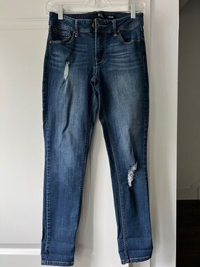1822 Denim Women's Dark Blue Skinny Jeans with Distressed Details